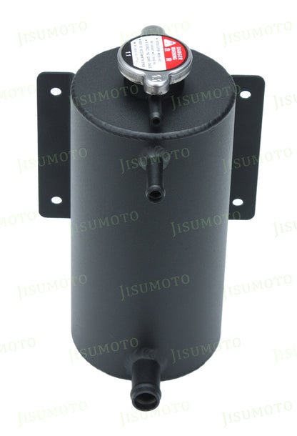 Depósito de expansión de agua refrigerante de aluminio universal de 1,5 l, cabezal de botella negro 